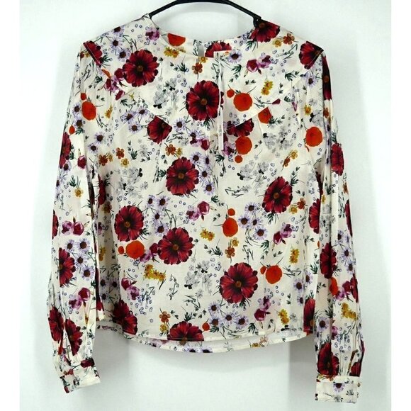 NWT Marine Layer Ruffle Yoke Long Sleeve in Wildflower Print Red White XL - Picture 3 of 5